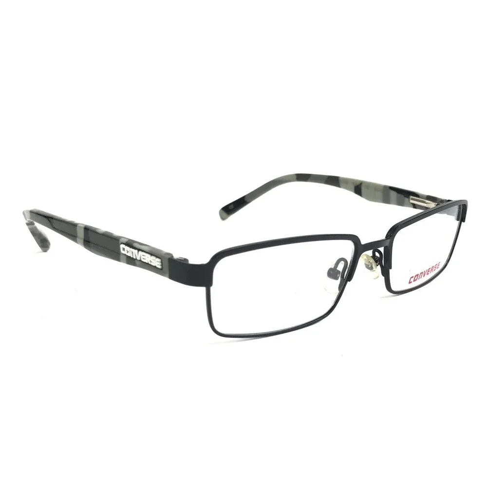 Converse Kids Eyeglasses Frames K012 BLACK Grey Rectangular Full Rim 50-16-130
